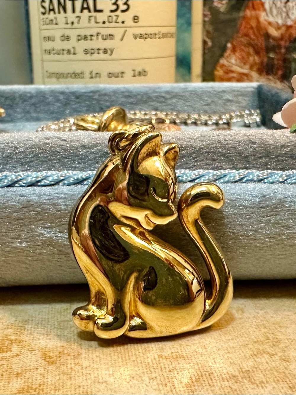 14k Gold Cat 1.25” Charm Pendant 3 Grams 585 - Picture 3 of 11